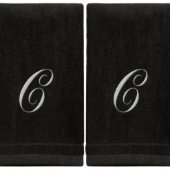 New Black Monogrammed Towel - White Embroidered - Initial C - cozylivehome.com | we sell a wide range of comfortable household items Giftware