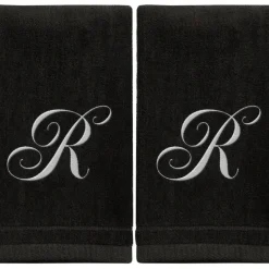 Discount Black Monogrammed Towel - White Embroidered - Initial R - cozylivehome.com | we sell a wide range of comfortable household items Giftware