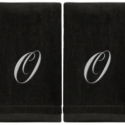 Clearance Black Monogrammed Towel - White Embroidered - Initial O - cozylivehome.com | we sell a wide range of comfortable household items Giftware