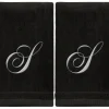 Flash Sale Black Monogrammed Towel - White Embroidered - Initial S - cozylivehome.com | we sell a wide range of comfortable household items Giftware