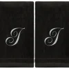Online Black Monogrammed Towel - White Embroidered - Initial I - cozylivehome.com | we sell a wide range of comfortable household items Giftware