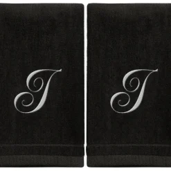 Online Black Monogrammed Towel - White Embroidered - Initial I - cozylivehome.com | we sell a wide range of comfortable household items Giftware