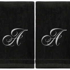 Sale Black Monogrammed Towel - White Embroidered - Initial A ( - cozylivehome.com | we sell a wide range of comfortable household items Giftware