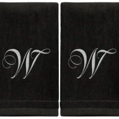 Clearance Black Monogrammed Towel - White Embroidered - Initial W - cozylivehome.com | we sell a wide range of comfortable household items Giftware