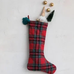 Brushed Cotton Flannel Quilted Stocking w/ Tassel - cozylivehome.com | we sell a wide range of comfortable household items^ Shop All