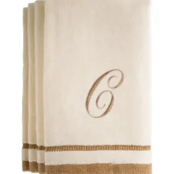 Outlet C - Cotton velour monogram towel - Ivory - cozylivehome.com | we sell a wide range of comfortable household items Giftware