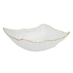 Discount CB2526 Crushed Glass Square Salad Bowl with Gold Rim - 9.75"L x 9.75"W x 3.5"H - cozylivehome.com | we sell a wide range of comfortable household items Giftware