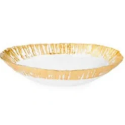 Sale CBD625 Bowl w Gold-Scalloped-Oval Shape 11"L x 7.5"W x 2.5"H - cozylivehome.com | we sell a wide range of comfortable household items Giftware