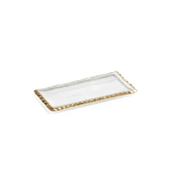 Hot CH-5767 TEXTURED RECTANGULAR TRAY W/ JAGGED GOLD RIM -9 - cozylivehome.com | we sell a wide range of comfortable household items Giftware