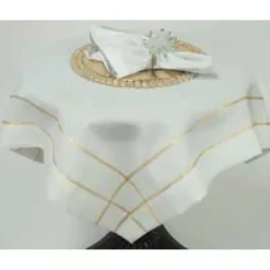 CHK-GOLD-72X144 LINEN LOOK GOLD OUTLINE TABLECLOTH - cozylivehome.com | we sell a wide range of comfortable household items^ Shop All