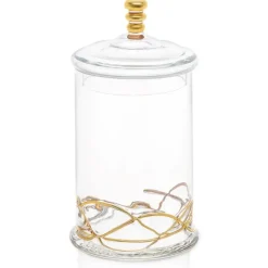 Best Sale CSJG386 L- Glass Jar with Lid with Gold Swirl Design - cozylivehome.com | we sell a wide range of comfortable household items Giftware