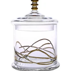 Best CSJG390 S- Glass Jar with Lid with Gold Swirl Design - cozylivehome.com | we sell a wide range of comfortable household items Giftware
