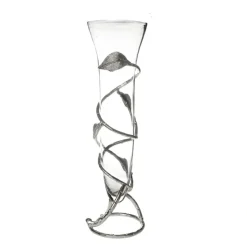 Online CVF949 Glass Vase with Nickel Leaf Design - cozylivehome.com | we sell a wide range of comfortable household items Giftware