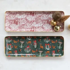 Enameled Stainless Steel Tray w/ Woodland Flora/Fauna Pattern - cozylivehome.com | we sell a wide range of comfortable household items^ Shop All