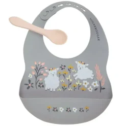 Fresh & Messy Silicone Bib & Spoon Set Lily the Lamb - cozylivehome.com | we sell a wide range of comfortable household items^ Shop All