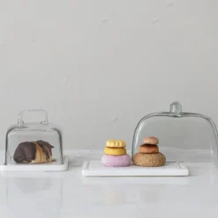 Glass Cloche w/ White Marble Base & Handle, Set - cozylivehome.com | we sell a wide range of comfortable household items^ Shop All