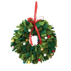 Hot Handmade Wool Felt Wreath w/ Multi Color Pom Poms 7" - cozylivehome.com | we sell a wide range of comfortable household items Ornament