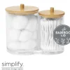 2-IN-1 CLEAR Q TIP AND COTTON HOLDER W. BAMBOO LID AND ROUND KNOB - cozylivehome.com | we sell a wide range of comfortable household items^ Shop All