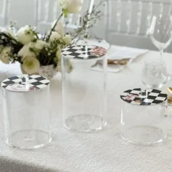 Online J-JKLL-CBLK Lucite Cookie Jar with Black Chic Checkered Lids Large - cozylivehome.com | we sell a wide range of comfortable household items Giftware