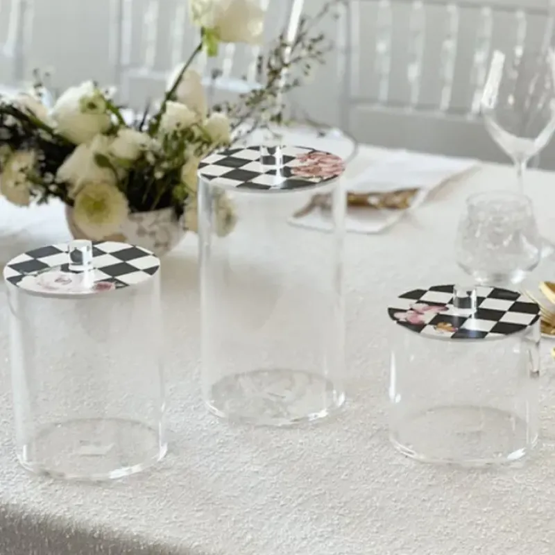 Hot J-JKLS-CBLK Lucite Cookie Jars with Black Chic Checkered Lids Small - cozylivehome.com | we sell a wide range of comfortable household items Giftware