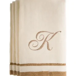 New K - Cotton velour monogram towel - Ivory - cozylivehome.com | we sell a wide range of comfortable household items Giftware