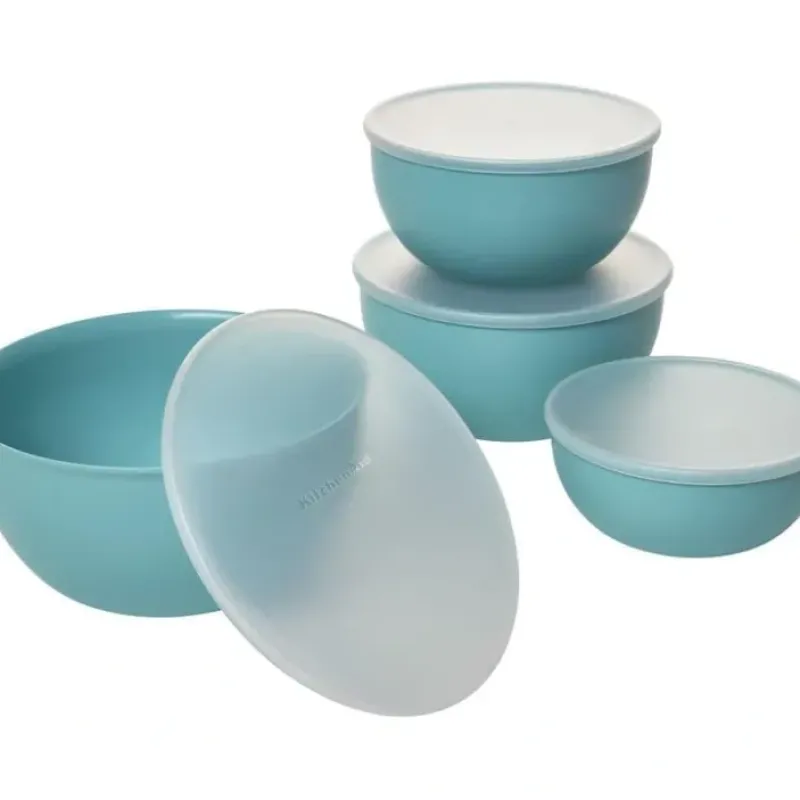 Discount KitchenAid Plastic Prep Bowls with Lids, Set Of 4, Aqua Sky - cozylivehome.com | we sell a wide range of comfortable household items Housewares