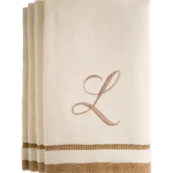 Outlet L - Cotton velour monogram towel - Ivory - cozylivehome.com | we sell a wide range of comfortable household items Giftware