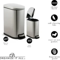 Fashion 40L + 10L - DELUXE SLIM STEP TRASH CAN WITH - cozylivehome.com | we sell a wide range of comfortable household items Housewares