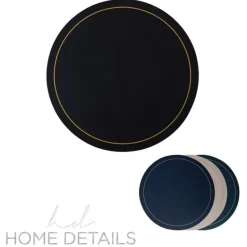 Leather-Look Round Placemat With Gold Outline - cozylivehome.com | we sell a wide range of comfortable household items^ Shop All