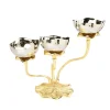 Discount LR1018 11.75" 3 bowl Stainless Steel Relish Dish with Gold Lotus foot - cozylivehome.com | we sell a wide range of comfortable household items Giftware