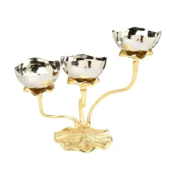 Discount LR1018 11.75" 3 bowl Stainless Steel Relish Dish with Gold Lotus foot - cozylivehome.com | we sell a wide range of comfortable household items Giftware