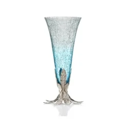 Outlet LRV2185 Glass Vase on Gold Flower Base - 7.5"L x 6.75"W x 15.25"H - cozylivehome.com | we sell a wide range of comfortable household items Giftware