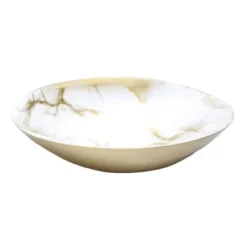 Flash Sale MB1071 12.5" White and Gold Marbleized Oval Bowl - cozylivehome.com | we sell a wide range of comfortable household items Giftware