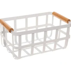 Metal Basket w Bamboo Handles - White Large - cozylivehome.com | we sell a wide range of comfortable household items^ Shop All