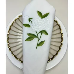 Fashion NAP-WR_Green White Rose Napkin Green Stem Set Of 4 - cozylivehome.com | we sell a wide range of comfortable household items Shop All