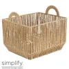 Best Sale Paper Rope Vertical Weave Large Storage Basket W. Round Handles - cozylivehome.com | we sell a wide range of comfortable household items Shop All