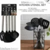 New 5Pc. Cooking Utensils (Soup Ladle, Serving Spoon, Slotted Spoon, Slotted Turner, Turner ) 2 Tone Top SS- Bottom Black - cozylivehome.com | we sell a wide range of comfortable household items Housewares