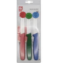 Online 3-PC Paring Knife set. Red, Green, Blue Dairy Meat Parve. Serrated point. - cozylivehome.com | we sell a wide range of comfortable household items Housewares