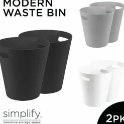 Best 2pk Modern Waste Bin 12L (12.7 qt) Grey , white , Black assorted - cozylivehome.com | we sell a wide range of comfortable household items Housewares