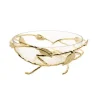 Shop RB2006 Hammered Glass 12.5" Salad Bowl with Gold Brass Leaf Decoration - cozylivehome.com | we sell a wide range of comfortable household items Giftware