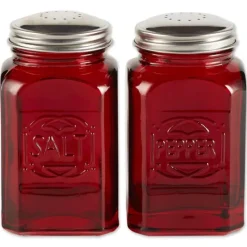 Cheap RETRO GLASS SALT & PEPPER SET RED - cozylivehome.com | we sell a wide range of comfortable household items Shop All