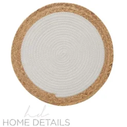 Flash Sale Round Polyester Placemat with Water Hyacinth Edge - D15" - cozylivehome.com | we sell a wide range of comfortable household items Shop All