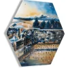 Clearance SD-H-KP Sukkah Decoration - Hexagon Painted Kosel Plaza Navy & Gold - 16 - cozylivehome.com | we sell a wide range of comfortable household items Shop All