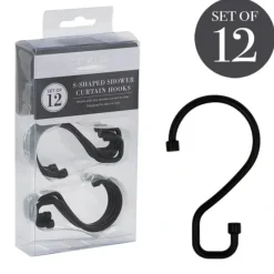 Fashion S-Hook Shower Curtain Rings - Matte Black - cozylivehome.com | we sell a wide range of comfortable household items Housewares