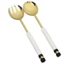 Best SS1028 Set of 2 Gold Salad Servers with White Stone Handle Insert - cozylivehome.com | we sell a wide range of comfortable household items Giftware
