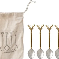 Cheap Stainless Steel and Brass Spoons w/ Reindeer Handle - cozylivehome.com | we sell a wide range of comfortable household items Shop All