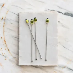 Sale Stainless Steel Cocktail Stirrers w/ Blown Glass Bees Set-4 - cozylivehome.com | we sell a wide range of comfortable household items Shop All