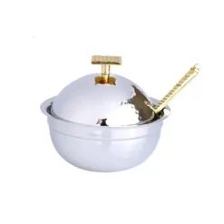 Hot Stainless Steel Honey Dish with Mosaic Handle - 4.25"D x 3"H - cozylivehome.com | we sell a wide range of comfortable household items Shop All