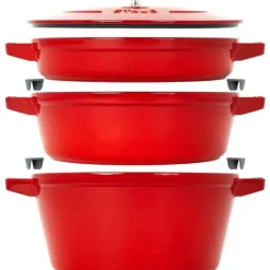 New Staub 4 Piece Stackable Cast Iron Cookware Set, Cherry - cozylivehome.com | we sell a wide range of comfortable household items Shop All