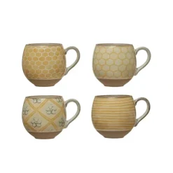 New STONEWARE MUG W/ PATTERN AND BEE - cozylivehome.com | we sell a wide range of comfortable household items Shop All
